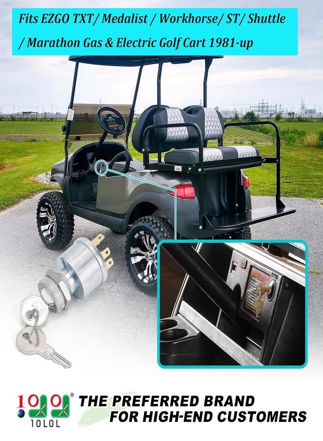10L0L Golf Cart Ignition Switch for EZGO TXT, Workhorse, ST, Shuttle, Medalist & Marathon 1981-up, 4-Terminal Starter Switch Key, Replace OEM 33639-G01 - Image 2