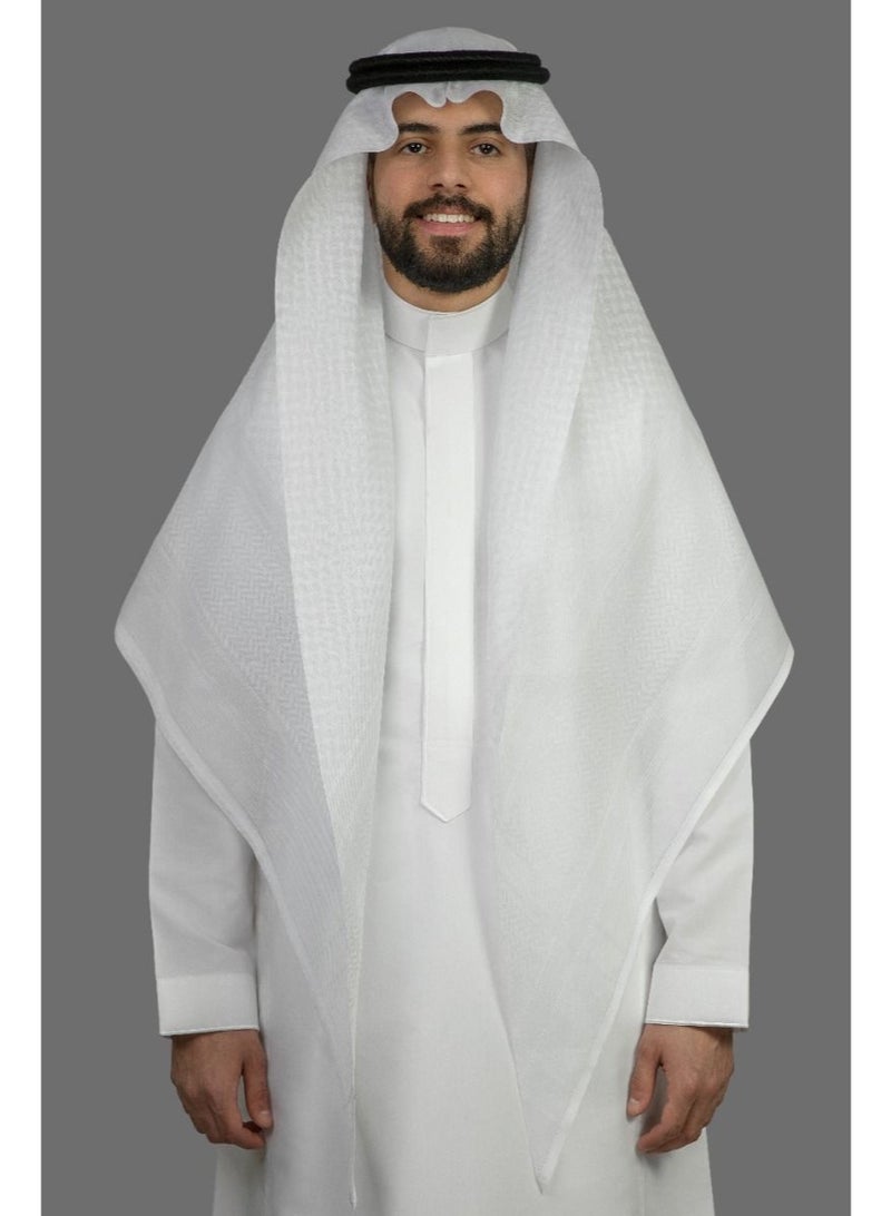 Al Bassam White Signature Shemagh – New Look | Timeless Elegance in Pure White - Image 5