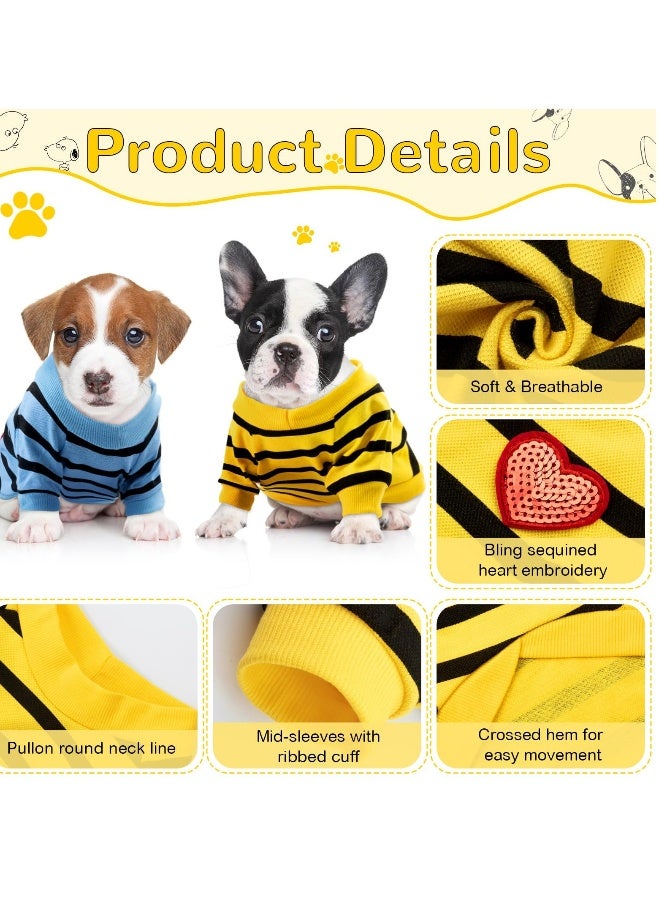 Generic Dog Clothes for Small Dogs 4Pcs Striped Pet T-Shirts Summer Cotton Puppy Shirt Top for Small Medium Dogs Cats - Image 5