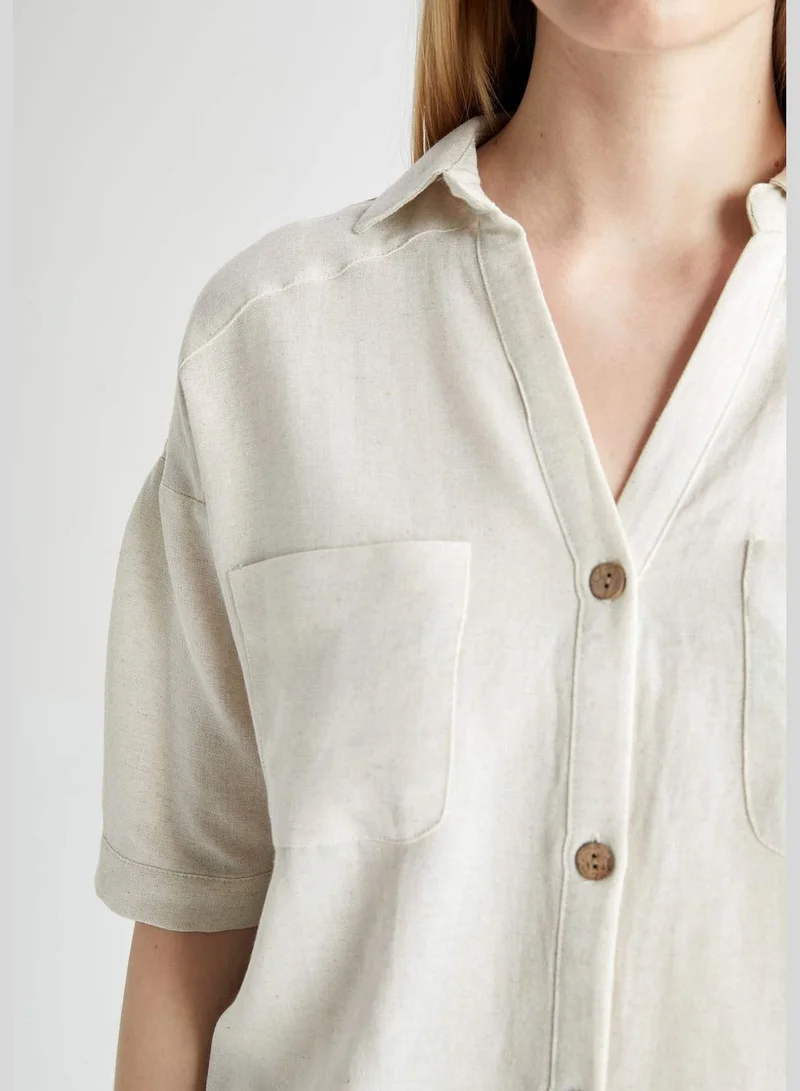 DeFacto Woman Cropped Fit Short Sleeve Shirt
