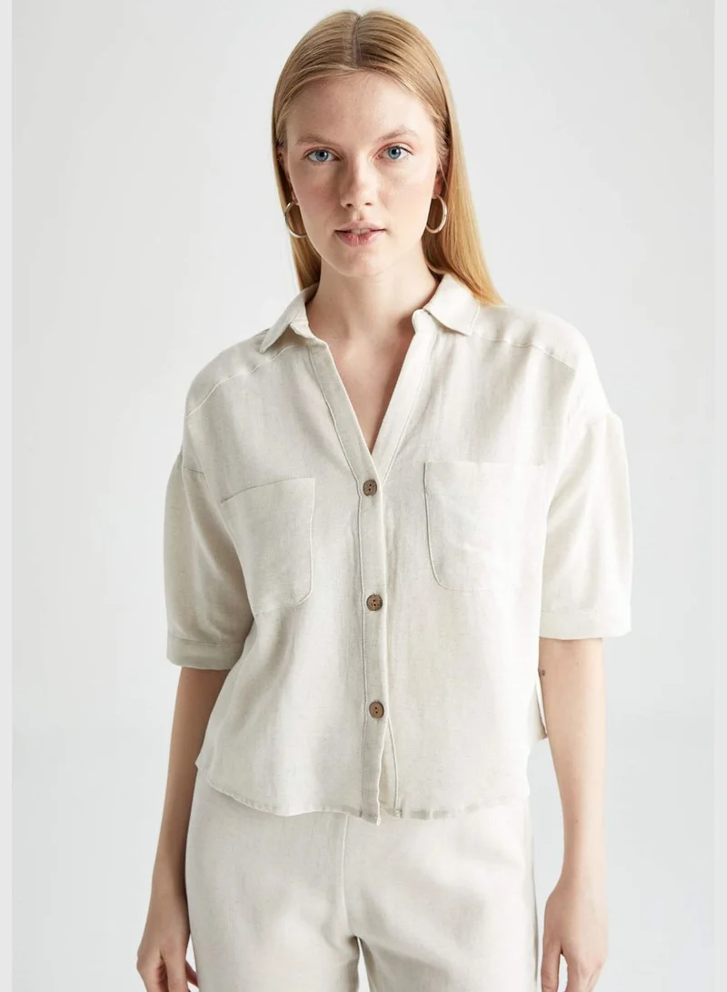 DeFacto Woman Cropped Fit Short Sleeve Shirt