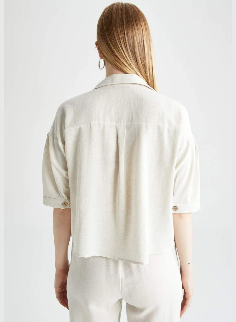 DeFacto Woman Cropped Fit Short Sleeve Shirt
