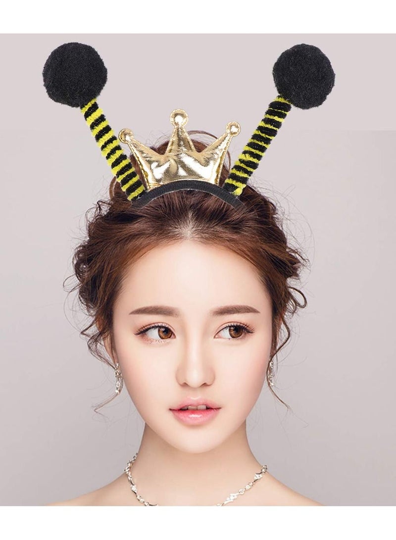 سيوسي عصابة رأس على شكل تاج من Bee Antennae ، من SYOSI Party Bopper Antenna Headband شعر الحشرات عنوان Bee Ladybug Hair Band Kids Adult Costume Accessories Birthday Party Favors - Image 3
