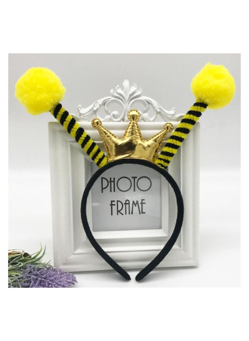 سيوسي عصابة رأس على شكل تاج من Bee Antennae ، من SYOSI Party Bopper Antenna Headband شعر الحشرات عنوان Bee Ladybug Hair Band Kids Adult Costume Accessories Birthday Party Favors - Image 4