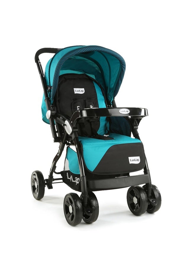 Luvlap Galaxy Baby Stroller, Pram for Baby with 5 Point Safety Harness, Spacious Cushioned seat with Multi Level seat Recline, Easy Fold, Lightweight Stroller for 0 to 3 Years (Green & Black) - Image 1