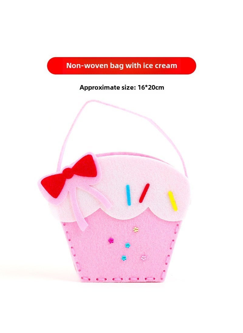 Kids DIY Non-Woven Fabric Craft Tote Bag Kit [Ice cream] non-woven bag