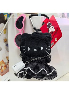 Generic Black Love Skirt Kitty Pendant Cute Schoolbag Keychain Small KT Cat Doll Plush Doll Pendant-Specifications:All Black Kt + Black Skirt + White Bag -Color:Packaging Are Transparent OPP Bag  - Image 1