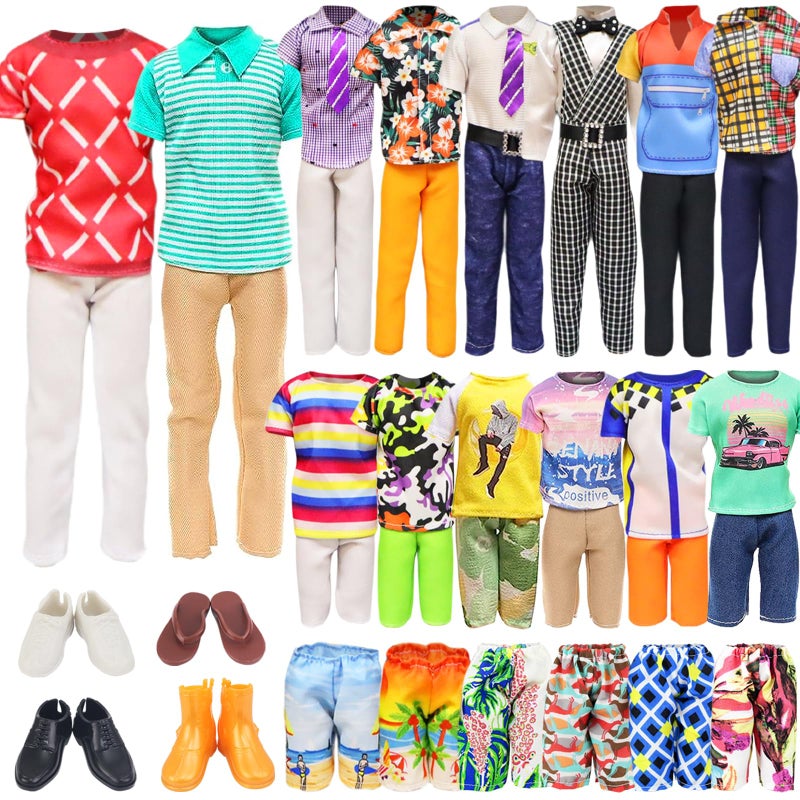 Ecore Fun 11 Items 115 Inch Boy Doll Clothes and Shoes 5 Sets Fashion Casual Wear Clothes Outfit 2 Swimwear 4 Pairs Shoes for 12 inch boy Doll Random Styles - Image 3