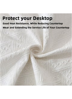 Teuuea Cotton and Linen Tablecloth with Tassel, Heat Insulation Lace Rectangle Desktop Table Cover, Home Decoration Outdoor Dining Table, 130x180 CM, White  - Image 5