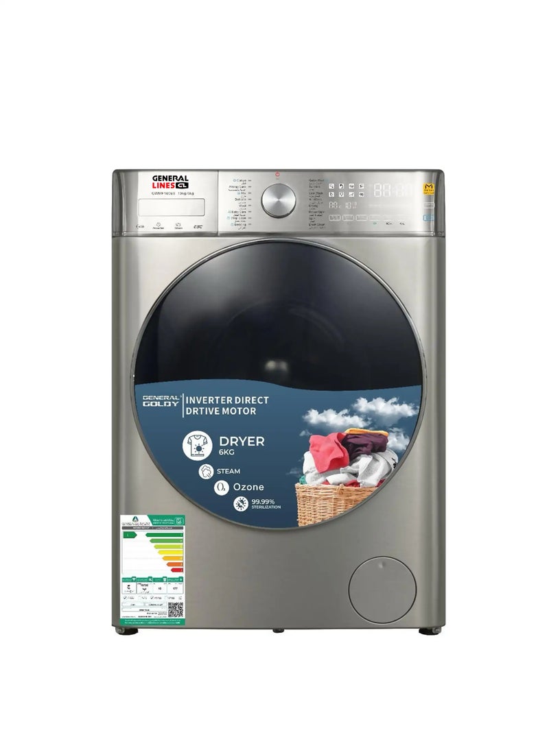 General Lines Washer and dryer - Front load inverter - 10 kg capacity - Washing capacity 6 kg - 100% heat drying - GLMF1007S - Image 2