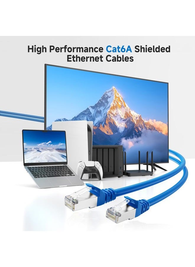 Cable Matters 10Gbps Snagless Shielded Cat6A Ethernet Cable 20 ft (SSTP, SFTP Shielded Ethernet Cable, Shielded Cat6 Cable, Cat 6 Shielded Network Cable) in Blue - Image 2