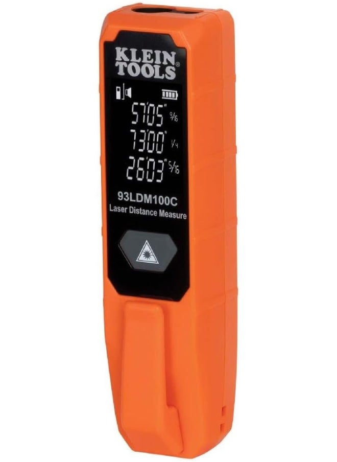 Klein Tools Klein Tools Laser Distance Measure 100-Feet, High Accuracy Laser up to +/- 1/16-Inch, Compact Design with LCD Display 93LDM100C  - Image 1
