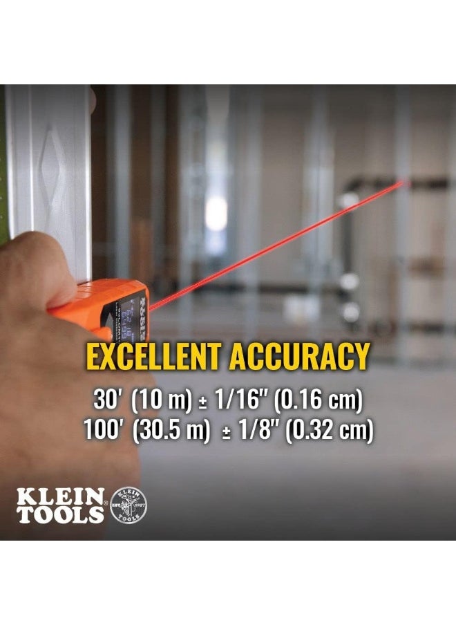 Klein Tools Klein Tools Laser Distance Measure 100-Feet, High Accuracy Laser up to +/- 1/16-Inch, Compact Design with LCD Display 93LDM100C  - Image 4