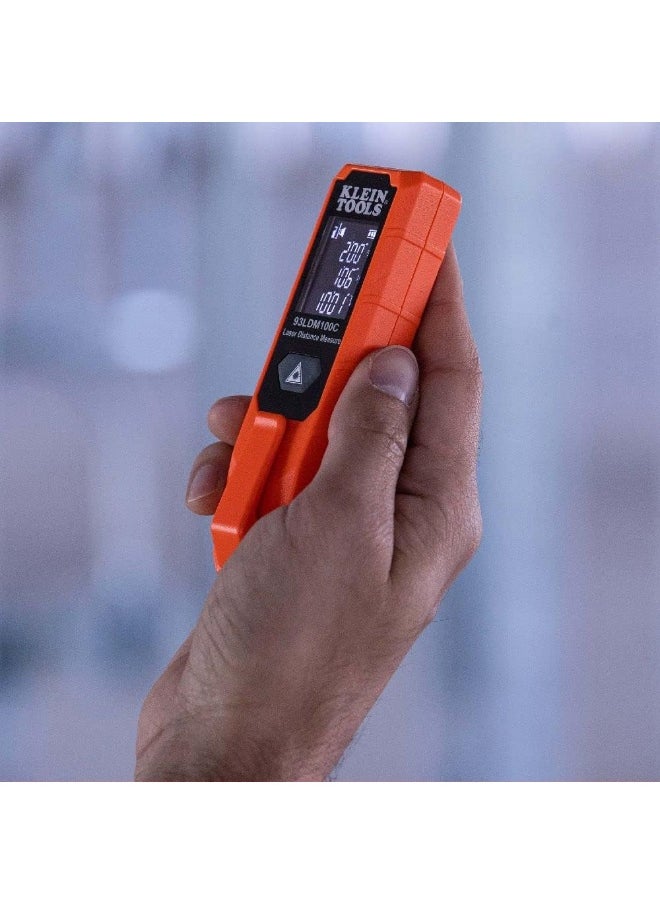 Klein Tools Laser Distance Measure 100-Feet, High Accuracy Laser up to +/- 1/16-Inch, Compact Design with LCD Display 93LDM100C