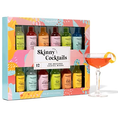 Thoughtfully Cocktails Skinny Cocktail Mixer Set Mocktail Non Alcoholic Drinks Flavors Include Margarita Moscow and More Set of 12 - Image 1