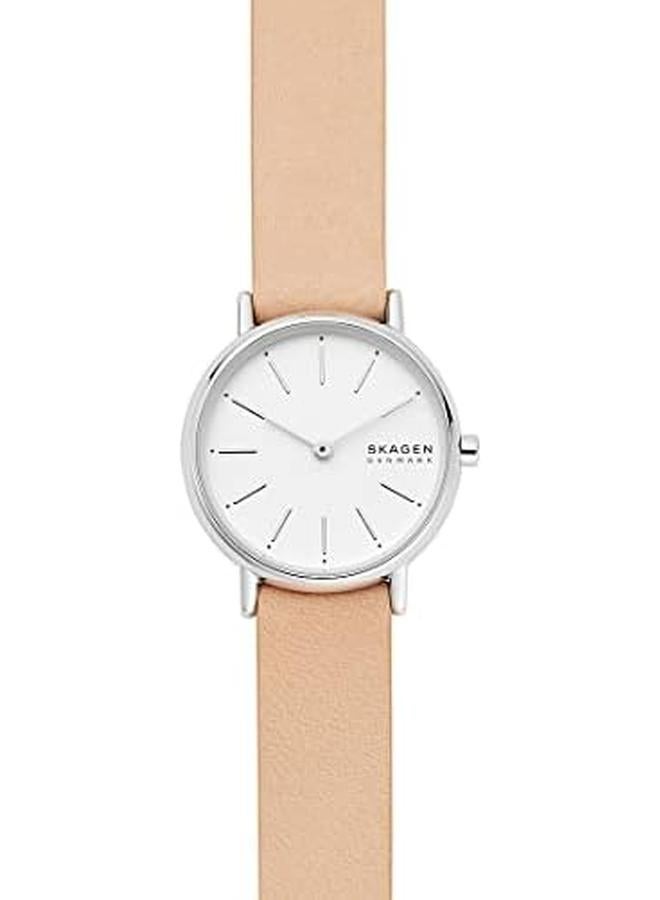سكاجين ساعة سيجناتور للنساء بمينا جلد أبيض وسوار جلدي Skw2839 - Image 2