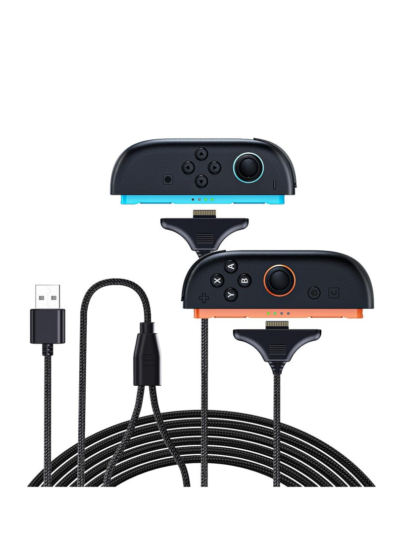 2 in 1 Switch 2 Charger Cable Compatible with Nintendo Switch 2,NS2 Controller Dual Charger,8.2 Ft,Magnetic, Durable Nylon Plaiting, Joycon 2 Charger for Nintendo Switch 2 Cable - Image 1