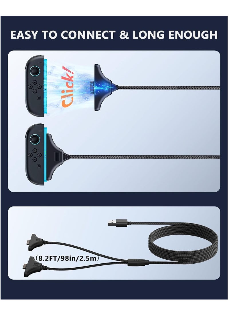 2 in 1 Switch 2 Charger Cable Compatible with Nintendo Switch 2,NS2 Controller Dual Charger,8.2 Ft,Magnetic, Durable Nylon Plaiting, Joycon 2 Charger for Nintendo Switch 2 Cable - Image 4