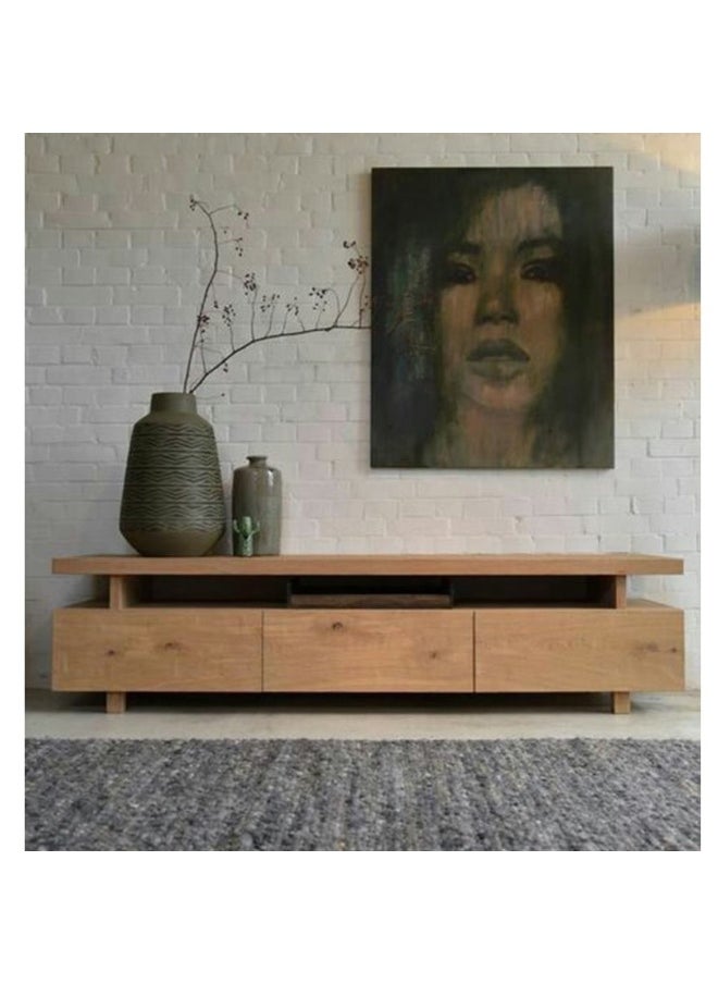 هومزمارت طاولة تلفاز ام دي اف و خشب سويدي بيج - 210×45×60 سم  - Image 1