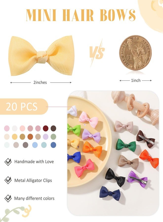 Jollybows Baby Bows Clips 2" Small Toddler Hair Bows 20pcs Mini Infant Barrettes for Babies Fine Hair Alligator Hair Clips in Gift - Image 2