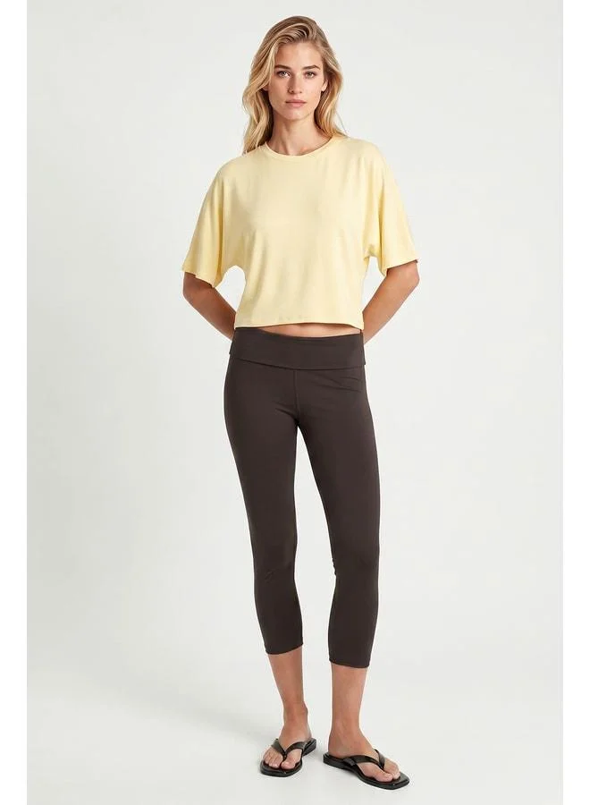 Lovely Istanbul Batwing Sleeve Basic Modal T-shirt LUB0357 YELLOW.