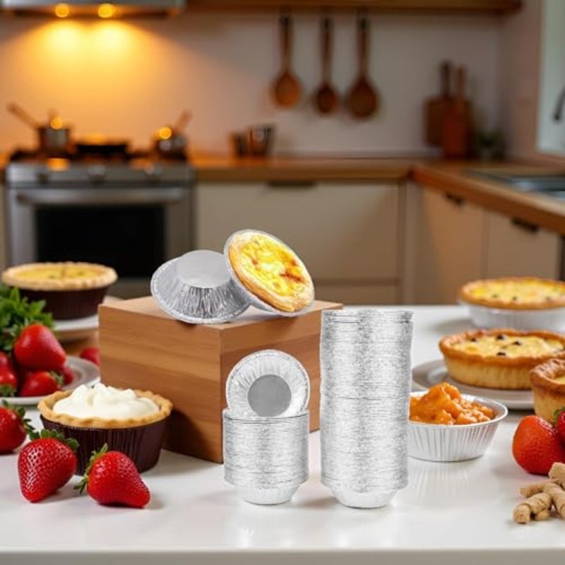 50Pcs Silver Mini Pie Tins Foil Pans, Pie Pan, Small Pie Pans, Round Tart Pie Disposable Pans Aluminum Baking, Aluminum Pie Pans for Baking Pot Pies, Tarts - Image 2