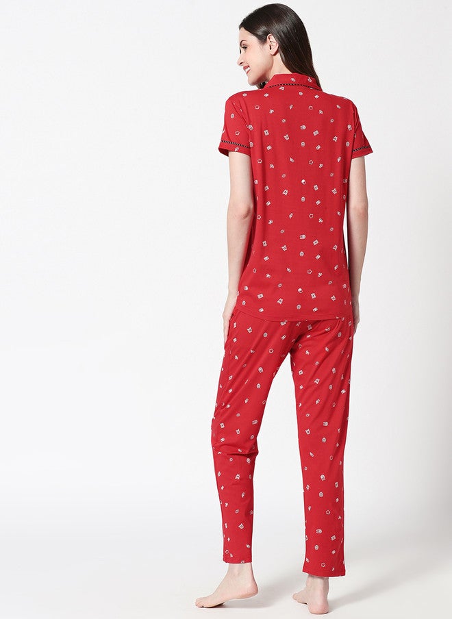 Zeyo Conversational Printed Pure Cotton Night Suit - Image 5