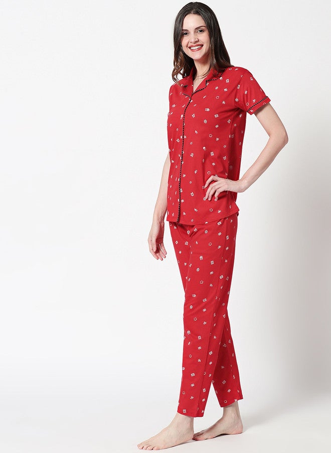 Zeyo Conversational Printed Pure Cotton Night Suit - Image 4