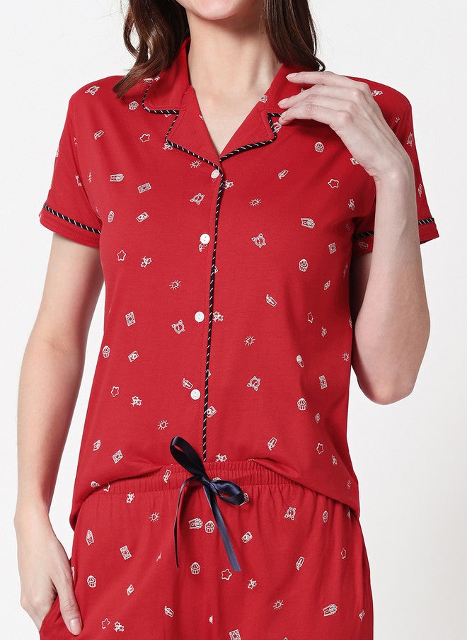Zeyo Conversational Printed Pure Cotton Night Suit - Image 3
