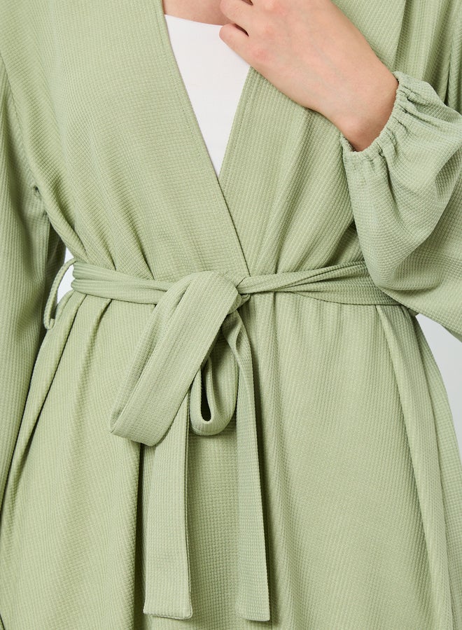 تايك تو كيمونو أخضر بغطاء رأس وحزام رباط - Image 3