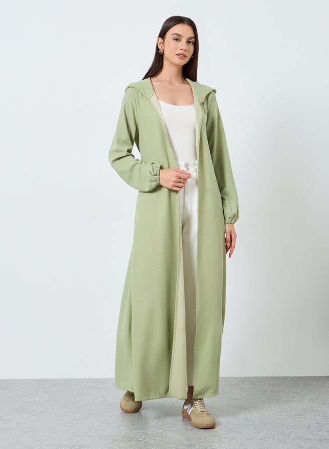 تايك تو كيمونو أخضر بغطاء رأس وحزام رباط - Image 5