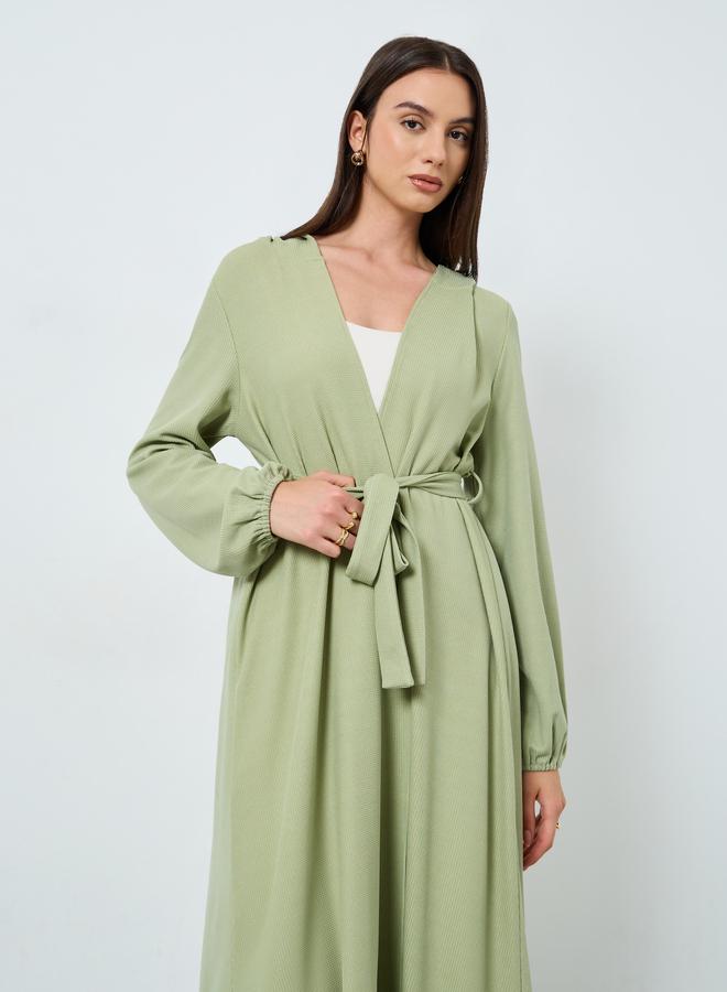 Take Two Green Hooded Kimono with Tie Belt - Image 2