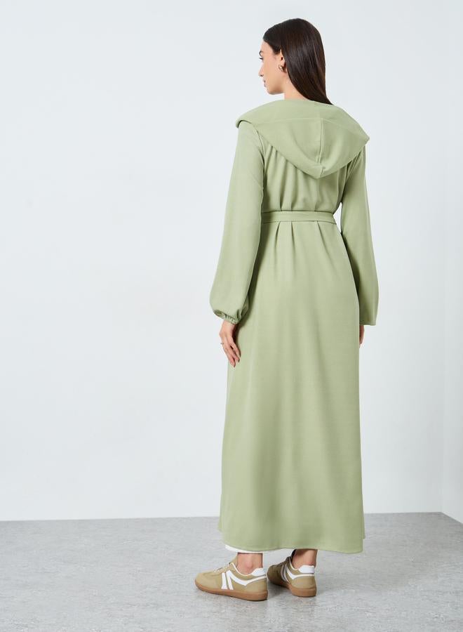 Take Two Green Hooded Kimono with Tie Belt - Image 4