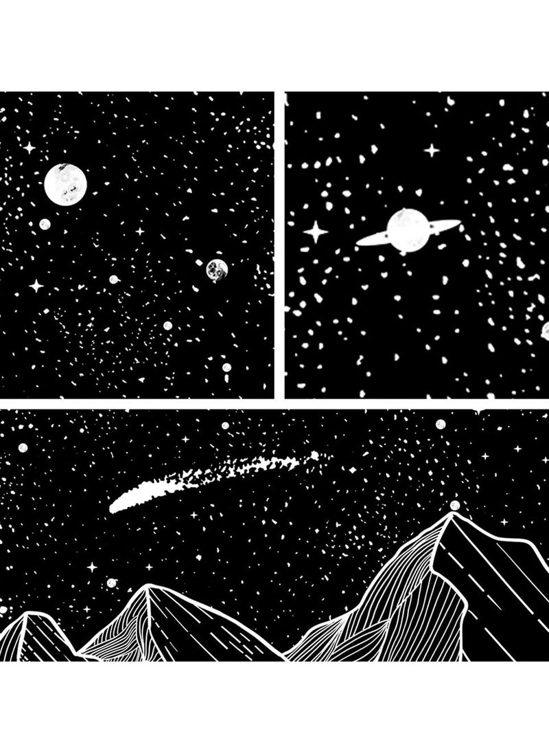 SYOSI Mountain Moon Tapestry Wall Hanging, Black and White Nature Starry Night Sky Stars Tapestry with Meteor and Galaxy Bedroom Home Wall Decor Printed Tapestry (50 Inch x 60 Inch)  - Image 2
