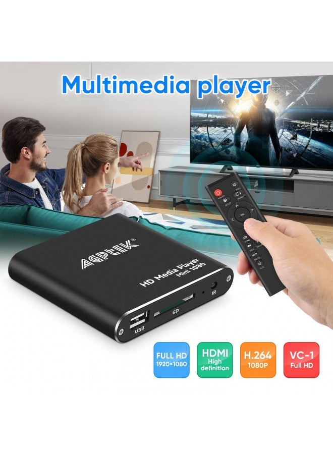 Mypin - Hdmi Media Player, Black Mini 1080P Full-Hd Ultra Hdmi Digital Media Player For -Mkv/Rm- Hdd Usb Drives And Sd Cards - Image 1