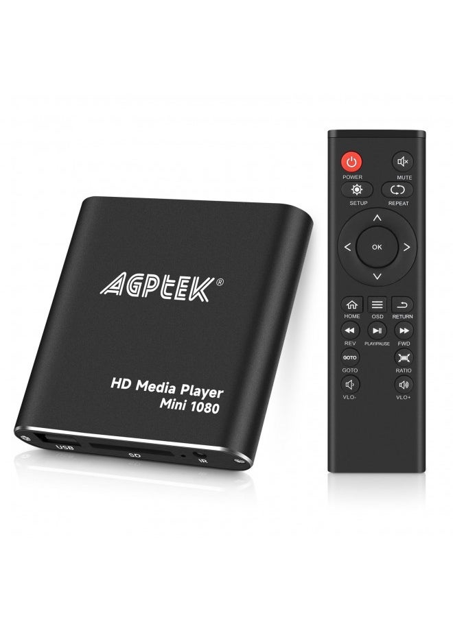 Mypin - Hdmi Media Player, Black Mini 1080P Full-Hd Ultra Hdmi Digital Media Player For -Mkv/Rm- Hdd Usb Drives And Sd Cards - Image 1