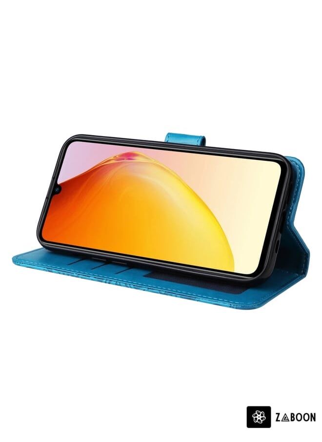 جرين تايجر - لـ vivo V25 5G/V25e 4G حافظة هاتف جلدية منقوشة على شكل عباد الشمس (أزرق) - Image 1