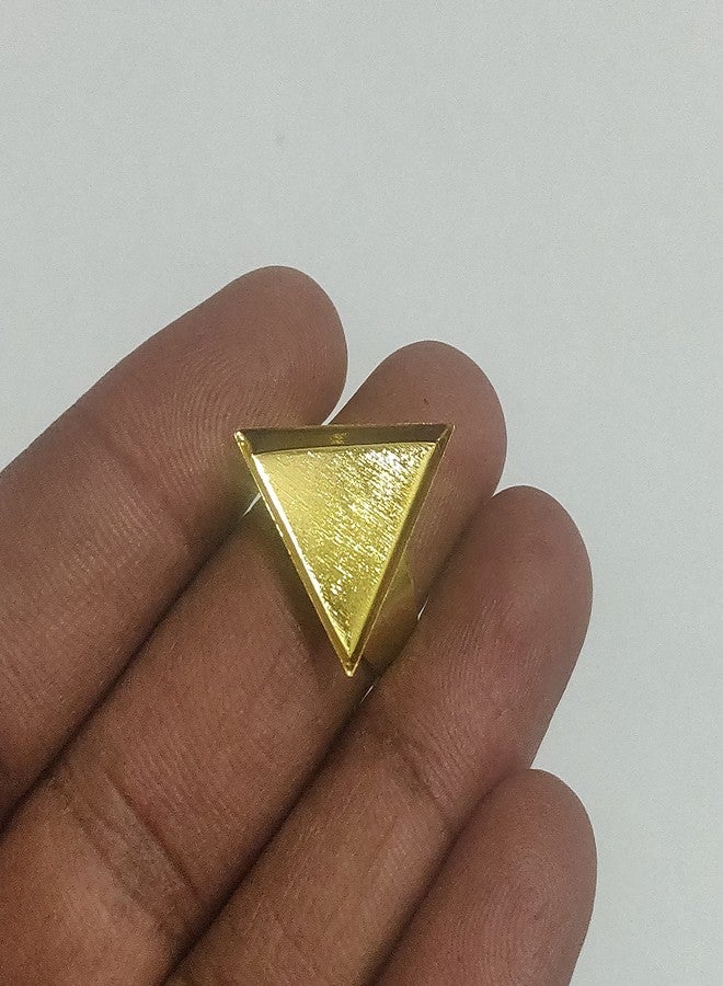Excellentcrafts Adjustable Ring Blank Inner Bezel Setting Base Tray for Cameo Cabochons Pearls Antique Bronze Jewelry Ring Findings (10 pcs) (Gold, Triangle) - Image 4