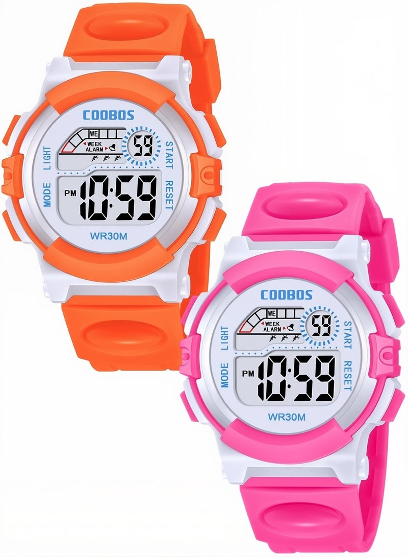 COOBOS 2 Pack Kids' Water Resistant Rubber Digital Watch - Image 1