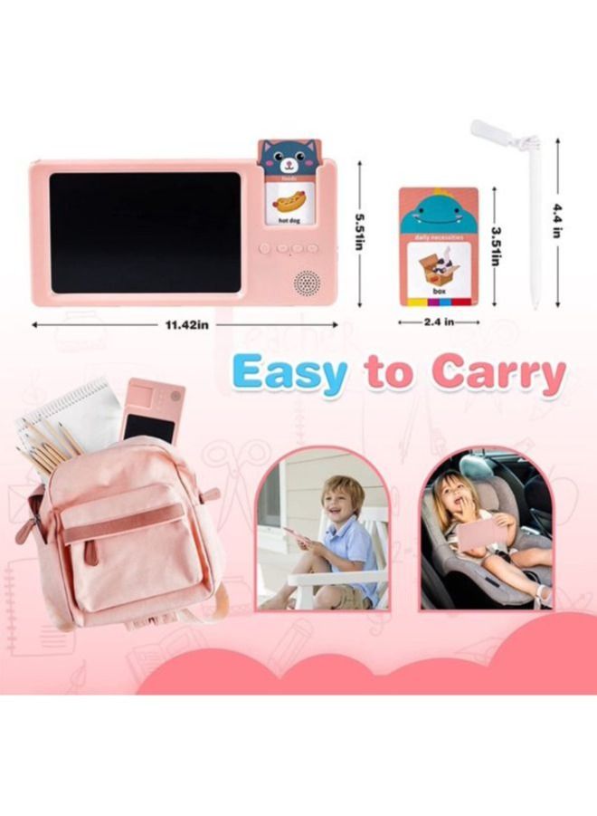 **لوحة الكتابة والرسم LCD | قارئ بطاقات فلاش ناطق بالإنجليزية والعربية | 112 بطاقة مع كلمات وصور للأطفال والرضع** - Image 4