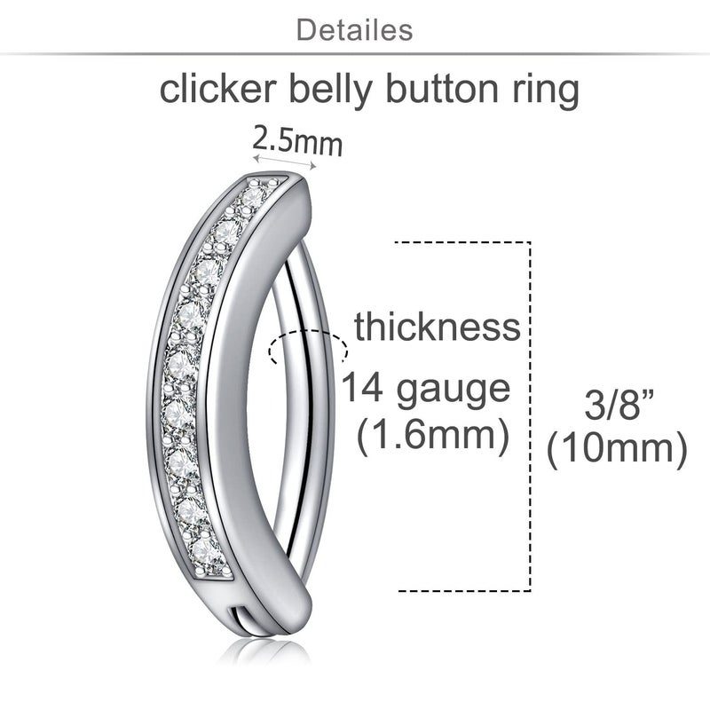 MODRSA Belly Button Ring Belly Rings for Women Belly Button Rings Surgical Steel Clicker Belly Piercing Jewelry Silver - Image 2