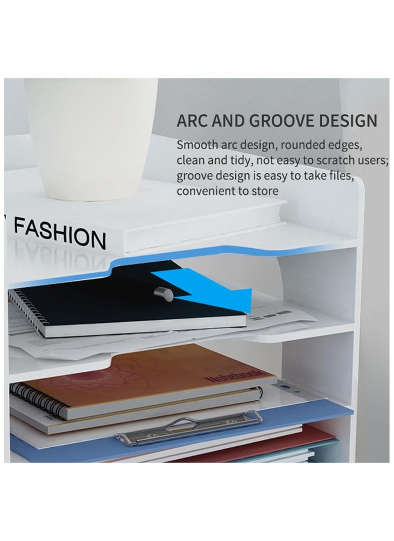 Rightsure - 7-Layer File Organizer Desktop Organizer for Desktop Supplies and Storage Rack, Wooden Plastic Desktop Organizer for Home Office, Multi-Function Desktop Organizer (4-Layer) - Image 1