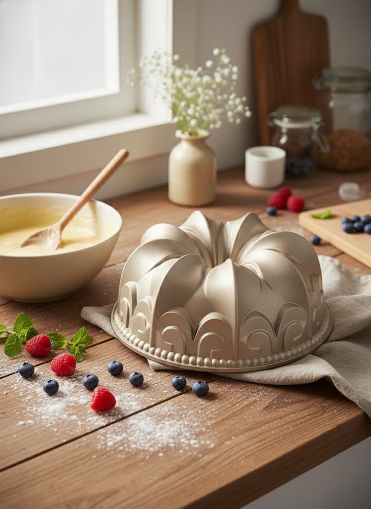 PROCILA Aluminium Granite Non-Stick Lily Flower Mould Pan Beige 24cm - Image 1