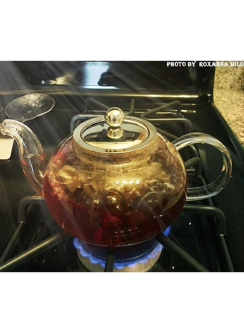 800ML Glass Teapot with Stainless Steel Infuser & Lid, Borosilicate Glass Tea Pot Stovetop Safe, Blooming & Loose Leaf Teapots, 27 Oz - Image 2