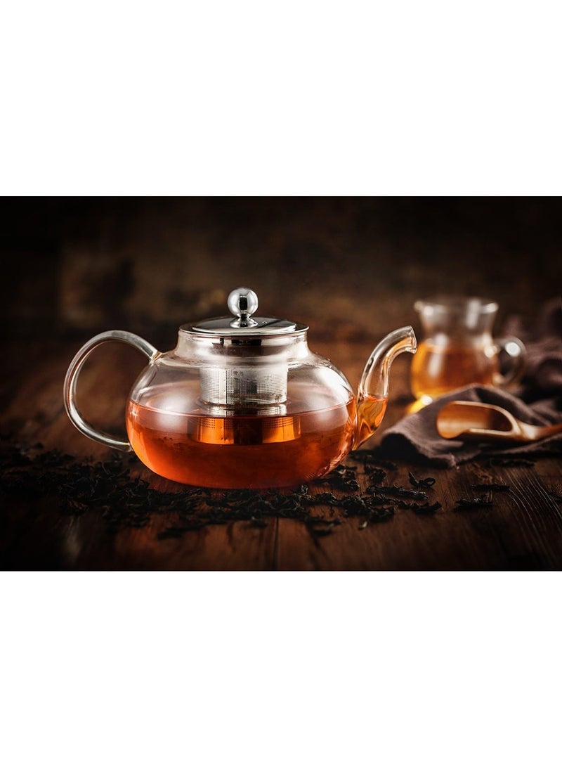 800ML Glass Teapot with Stainless Steel Infuser & Lid, Borosilicate Glass Tea Pot Stovetop Safe, Blooming & Loose Leaf Teapots, 27 Oz - Image 4