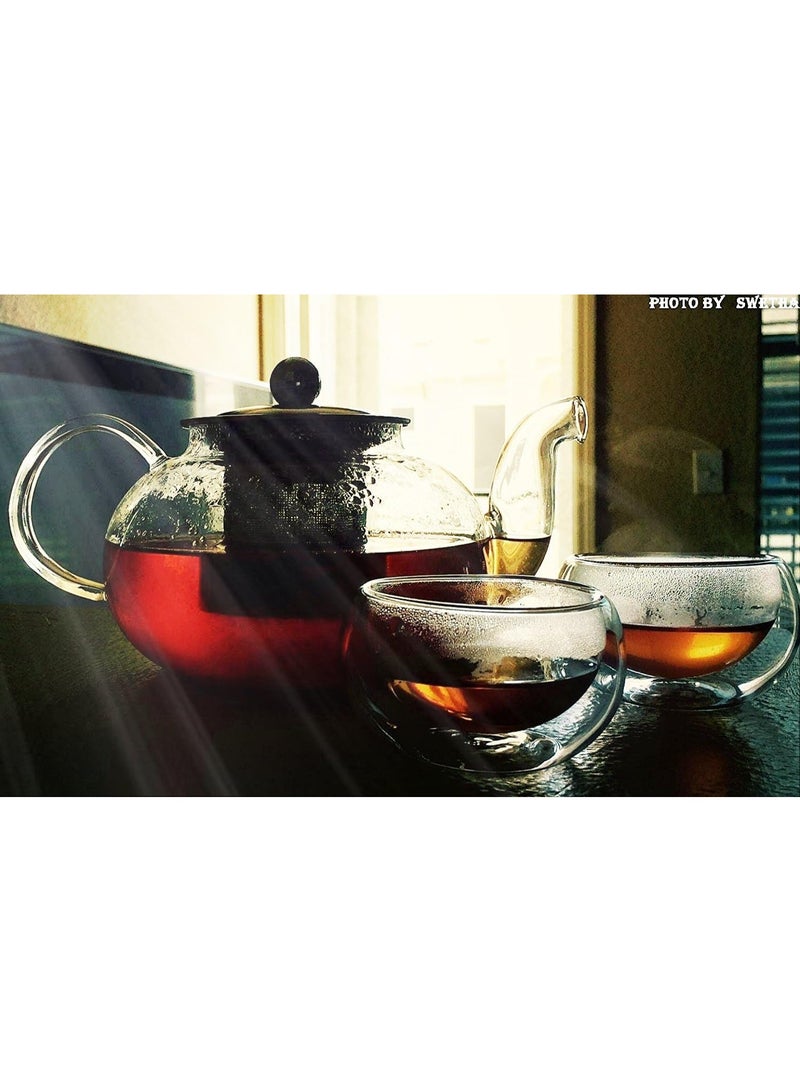 800ML Glass Teapot with Stainless Steel Infuser & Lid, Borosilicate Glass Tea Pot Stovetop Safe, Blooming & Loose Leaf Teapots, 27 Oz - Image 5