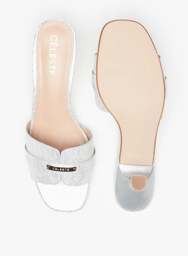 Celeste Women's Textured Slip-On Sandals with Kitten Heels