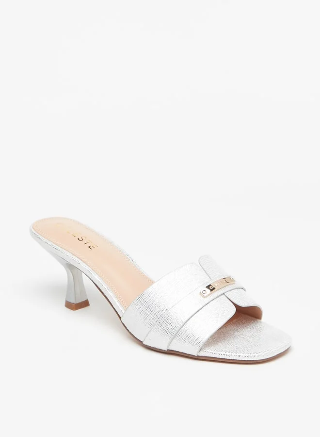 Celeste Women's Textured Slip-On Sandals with Kitten Heels