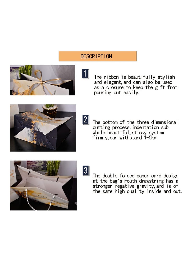 SOLARAE 18Pack Medium Gift Bags with Handles, 9.8 * 7.8 * 4.7 Inch Marble Gift Bags with Row Ribbon, Small Gift Bags for Favor, Birthday, Holidays Wedding, Retail Bags, Baby Shower, Bridesmaid, Wedding Bags - Image 3