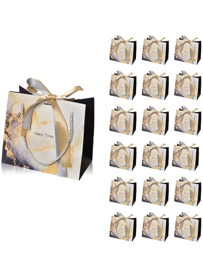 SOLARAE 18Pack Medium Gift Bags with Handles, 9.8 * 7.8 * 4.7 Inch Marble Gift Bags with Row Ribbon, Small Gift Bags for Favor, Birthday, Holidays Wedding, Retail Bags, Baby Shower, Bridesmaid, Wedding Bags - Image 1
